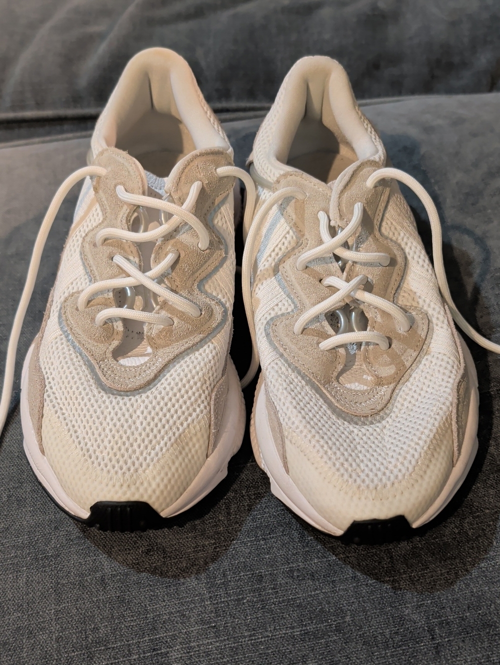 adidas Women's White Sneakers with Light Beige Accents